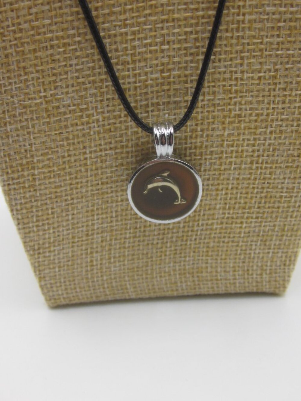 Dolphin Silver Tone Color Change Pendant Necklace